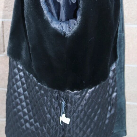 VTG Wilsons Womens Black Fur Lined Suede Leather Parka Coat Jacket Womens - Picture 14 of 16